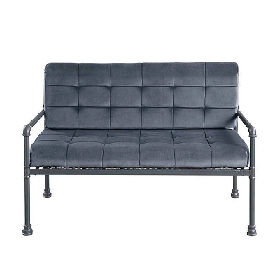 51" Brantley Sandy Gray Finish Loveseat Gray Velvet - Acme Furniture 6 51" Brantley Sandy Gray Finish Loveseat Gray Velvet - Acme Furniture - Image 6