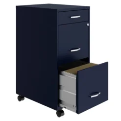 Space Solutions 18 Inch Wide Metal Mobile Organizer File Cabinet For Office Supplies & Hanging File Folders With Pencil Drawer & 3 File Drawers, Navy -Furniture Haven Shop GUEST 00fe5bd3 6d9c 4cae 8a90 c4cb164aab53