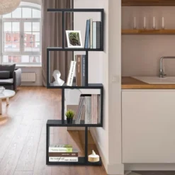 Costway 4-tier S-Shaped Bookcase Free Standing Storage Rack Wooden Display Decor Black 12 Costway 4-tier S-Shaped Bookcase Free Standing Storage Rack Wooden Display Decor Black -Furniture Haven Shop GUEST 01c61cf6 3ce9 46d6 ac6d e8f844bf9e44