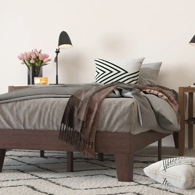 Merrick Lane Eduardo Platform Bed Frame, Solid Wood Platform Bed Frame With Slatted Support, No Box Spring Needed 2 Merrick Lane Eduardo Platform Bed Frame, Solid Wood Platform Bed Frame With Slatted Support, No Box Spring Needed - Image 2