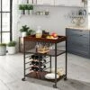 Costway 3 Tier Kitchen Trolley Utility Cart W/Wine Rack & Glass Holder