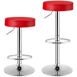 Costway 1 PC Round Bar Stool Adjustable Swivel Pub Chair U Leather With Footrest White Black Red 18 Costway 1 PC Round Bar Stool Adjustable Swivel Pub Chair U Leather With Footrest White Black Red -Furniture Haven Shop GUEST 022eb734 3831 415e a901 5ff3042228dc