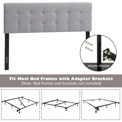 Costway Full/Queen Size Headboard Linen Fabric Upholstered Button Tufted Solid Wood Leg 8 Costway Full/Queen Size Headboard Linen Fabric Upholstered Button Tufted Solid Wood Leg - Image 8