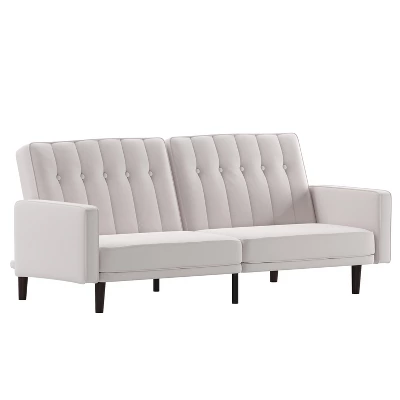 Emma And Oliver Plush Padded Upholstered Split Back Sofa Futon With Vertical Channel Tufting And Wooden Legs 12 Emma And Oliver Plush Padded Upholstered Split Back Sofa Futon With Vertical Channel Tufting And Wooden Legs - Image 12
