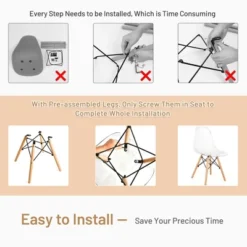 Set Of 4 Dining Chairs Modern Plastic Shell Side Chair W/ Clear Seat & Wood Legs -Furniture Haven Shop GUEST 03fa5899 d0a8 4cb2 a870 9b16a6b32810