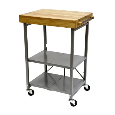Origami Foldable Wheeled Portable Solid Wood Top Kitchen Island Bar Cart 6 Origami Foldable Wheeled Portable Solid Wood Top Kitchen Island Bar Cart - Image 6