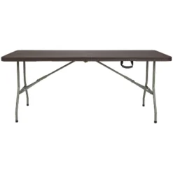 Emma And Oliver 6-Foot Bi-Fold Brown Rattan Plastic Folding Table With Handle - Event Table 7 Emma And Oliver 6-Foot Bi-Fold Brown Rattan Plastic Folding Table With Handle - Event Table -Furniture Haven Shop GUEST 052737fa fc05 49d8 9bc2 053fd7d6f6db