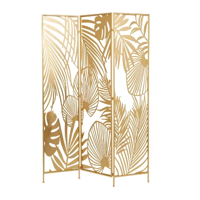 Glam Metal Palms Room Divider Screen Gold - Olivia & May 2 Glam Metal Palms Room Divider Screen Gold - Olivia & May - Image 2