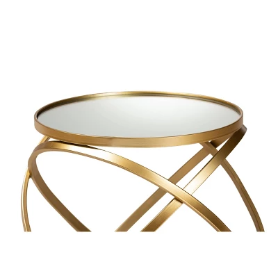 Desma Glam With Luxe Metal And Mirrored Glass End Table Gold - Baxton Studio 2 Desma Glam With Luxe Metal And Mirrored Glass End Table Gold - Baxton Studio - Image 2