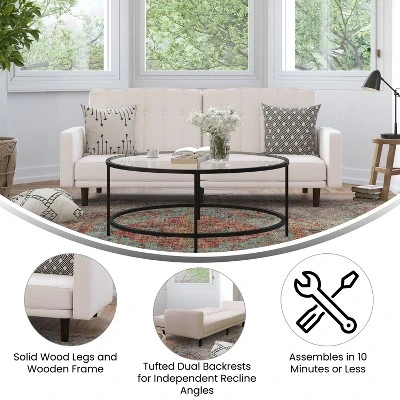 Merrick Lane Mid Century Modern Split-Back Sofa Futon With 3 Recline Positions 5 Merrick Lane Mid Century Modern Split-Back Sofa Futon With 3 Recline Positions - Image 5