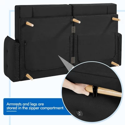 Yaheetech Convertible Sofa Bed Tufted Futon Couch With USB Ports For Living Room 6 Yaheetech Convertible Sofa Bed Tufted Futon Couch With USB Ports For Living Room - Image 6