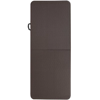 Emma And Oliver 6-Foot Bi-Fold Brown Rattan Plastic Folding Table With Handle - Event Table 2 Emma And Oliver 6-Foot Bi-Fold Brown Rattan Plastic Folding Table With Handle - Event Table - Image 2