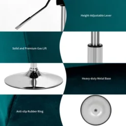 Costway Modern Velvet Chair Height Adjustable Bar Stool Swivel Makeup Seat -Furniture Haven Shop GUEST 0939e063 2d70 4df3 92d9 35a96e5a0b46