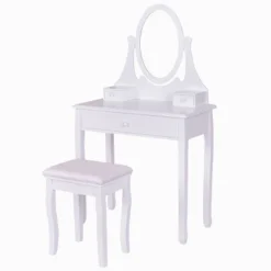 Tangkula Mirrored Dressing Table Wooden Vanity Makeup Unit W/ Cushioned Stool 16 Tangkula Mirrored Dressing Table Wooden Vanity Makeup Unit W/ Cushioned Stool -Furniture Haven Shop GUEST 094075e7 3f7b 41f0 a9a3 7cb624522079