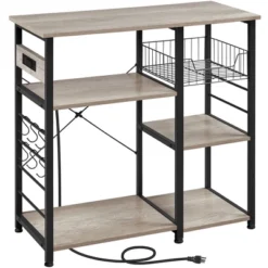 Yaheetech Vintage Kitchen Island Baker's Rack With Power Outlet Utility Microwave Stand -Furniture Haven Shop GUEST 09860da9 8d55 4b69 b00a af457d1f67f6