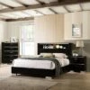 3pc Shorehaven Contemporary Nightstand And Chest California King Bedroom Set Black/Chrome - MiBasics
