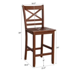 Costway Set Of 2 Bar Stools 24'' Counter Height Chairs W/ Rubber Wood Legs Walnut -Furniture Haven Shop GUEST 0a58376e 3982 4cfa bf5f 679464d5bea2