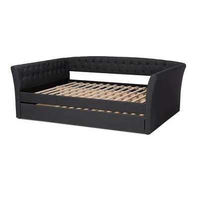 Delora Upholstered Daybed With Trundle - Baxton Studio 3 Delora Upholstered Daybed With Trundle - Baxton Studio - Image 3