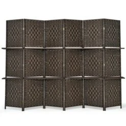 Costway 6 Panel Folding Room Divider 6Ft Weave Fiber Screen W/ 2 Display Shelves 20 Costway 6 Panel Folding Room Divider 6Ft Weave Fiber Screen W/ 2 Display Shelves -Furniture Haven Shop GUEST 0ab0c4a4 dc48 470f 93be ba6c69b6cee8