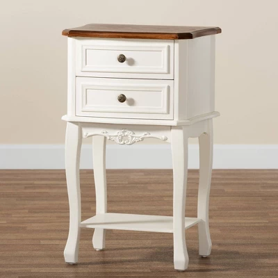 2 Drawer Darla Wood Nightstand White/Cherry Brown - Baxton Studio 6 2 Drawer Darla Wood Nightstand White/Cherry Brown - Baxton Studio - Image 6