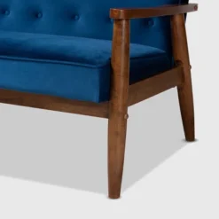 Sorrento Velvet Upholstered Wooden 3 Seater Sofa Navy Blue/Brown - Baxton Studio -Furniture Haven Shop GUEST 0b31ea2b 56c2 42d2 8d95 002309fb7ac8