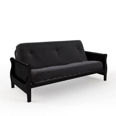 Full Chester Wood Arm Futon Frame With 8" Polyester Mattress - Room & Joy 2 Full Chester Wood Arm Futon Frame With 8" Polyester Mattress - Room & Joy - Image 2