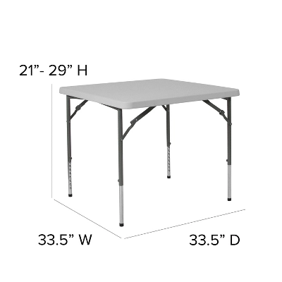 Emma And Oliver 2.79-Foot Square Height Adjustable Granite White Plastic Folding Table 3 Emma And Oliver 2.79-Foot Square Height Adjustable Granite White Plastic Folding Table - Image 3