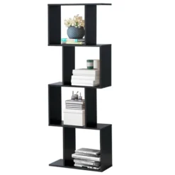 Costway 4-tier S-Shaped Bookcase Free Standing Storage Rack Wooden Display Decor Black 13 Costway 4-tier S-Shaped Bookcase Free Standing Storage Rack Wooden Display Decor Black -Furniture Haven Shop GUEST 0c105881 e7cb 4ac2 b8c0 9c446bbb64a6