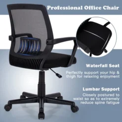 Costway Height Adjustable Mid-Back Mesh Chair Executive Chair W/ Lumbar Support -Furniture Haven Shop GUEST 0c76d066 654a 4bb2 8363 1c606689e58c