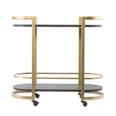 Lyflon Rolling Bar Cart Black/Gold - Aiden Lane 4 Lyflon Rolling Bar Cart Black/Gold - Aiden Lane - Image 4