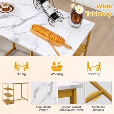 Costway 3PCS Bar Table Set Kitchen Counter Height Table 2 Stools Space Saving With Storage 6 Costway 3PCS Bar Table Set Kitchen Counter Height Table 2 Stools Space Saving With Storage - Image 6