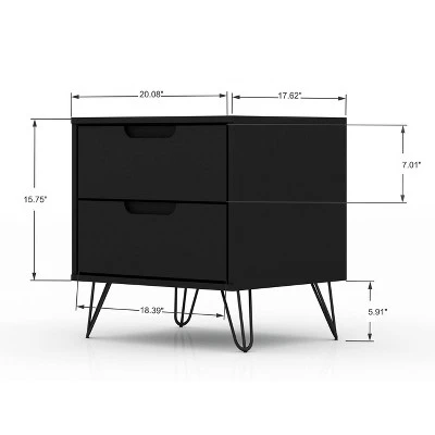 Set Of 2 Rockefeller 2 Drawer Nightstands - Manhattan Comfort 2 Set Of 2 Rockefeller 2 Drawer Nightstands - Manhattan Comfort - Image 2