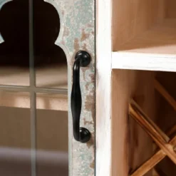 LuxenHome Distressed White And Gray Wood 1-Door Storage Wine Cabinet -Furniture Haven Shop GUEST 0de77eff 540a 4511 9015 eba1ae4d0ab8