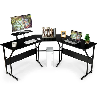 Costway 88.5'' L Shaped Reversible Computer Desk 2 Person Long Table Monitor Stand 11 Costway 88.5'' L Shaped Reversible Computer Desk 2 Person Long Table Monitor Stand - Image 11