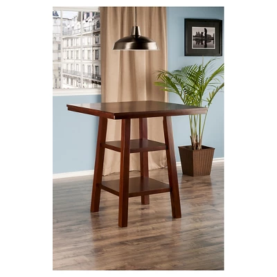 Orlando Square High Table With 2 Shelves Wood/Walnut - Winsome 2 Orlando Square High Table With 2 Shelves Wood/Walnut - Winsome - Image 2