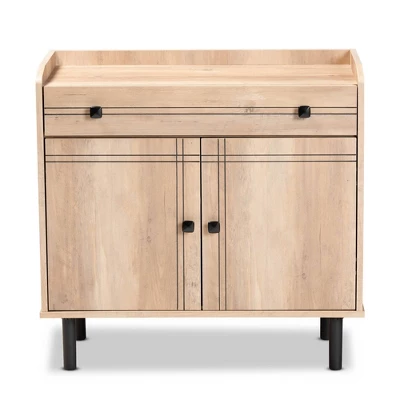 Patterson Wood 2 Door Kitchen Storage Cabinet Oak Brown - Baxton Studio 2 Patterson Wood 2 Door Kitchen Storage Cabinet Oak Brown - Baxton Studio - Image 2