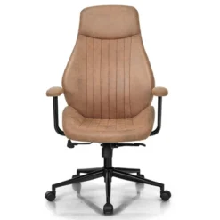 Costway High Back Office Chair Reclining Task Chair Suede Fabric BrownRed -Furniture Haven Shop GUEST 0f4327b3 fe4e 412b 9723 596bcee821b6
