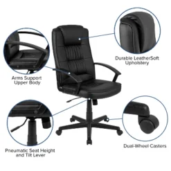 Flash Furniture Biscayne Flash Fundamentals High Back Black LeatherSoft-Padded Task Office Chair With Arms 15 Flash Furniture Biscayne Flash Fundamentals High Back Black LeatherSoft-Padded Task Office Chair With Arms -Furniture Haven Shop GUEST 0fa20531 cb89 4872 bf44 20bd7e1f4fdc