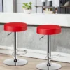 Costway 1 PC Round Bar Stool Adjustable Swivel Pub Chair U Leather With Footrest White Black Red