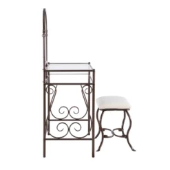 Clarisse Metal Vanity Set Brown - Linon -Furniture Haven Shop GUEST 10b0bfe1 dc39 41a6 bd4b 3744cb04ac01