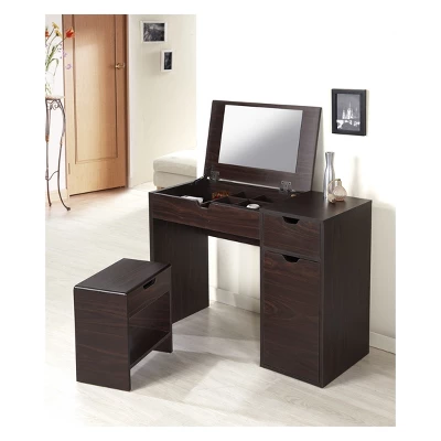 Lena 3 Drawer Vanity Set Dark Walnut - HOMES: Inside + Out 2 Lena 3 Drawer Vanity Set Dark Walnut - HOMES: Inside + Out - Image 2