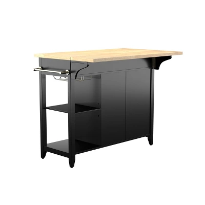 Ultom Expandable Freestanding Kitchen Island Black/Natural - Aiden Lane 7 Ultom Expandable Freestanding Kitchen Island Black/Natural - Aiden Lane - Image 7