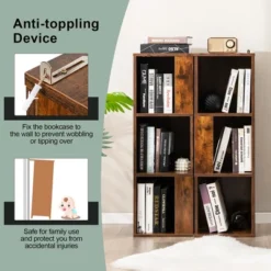 Costway 2 PCS 3-tier Wood Bookshelf Display Storage Rack For Small Spaces White/Rustic Brown 16 Costway 2 PCS 3-tier Wood Bookshelf Display Storage Rack For Small Spaces White/Rustic Brown -Furniture Haven Shop GUEST 12662118 5b59 4d1b 8356 d5d22d8359b1