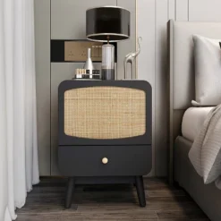 Alyson 22.13'' H X 15.75'' W X 15.75'' D Carry With 1 Rattan Doors And 1 Drawer Nightstand With Storage-The Pop Maison 20 Alyson 22.13'' H X 15.75'' W X 15.75'' D Carry With 1 Rattan Doors And 1 Drawer Nightstand With Storage-The Pop Maison -Furniture Haven Shop GUEST 129b16ce e8ed 4158 b84b ea1698be4fdc
