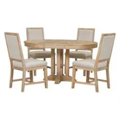 5-Piece Dining Set With Extendable Round Table And 4 Upholstered Chairs - ModernLuxe 16 5-Piece Dining Set With Extendable Round Table And 4 Upholstered Chairs - ModernLuxe -Furniture Haven Shop GUEST 12c04828 e176 4e6f 98c4 744bc86439a5