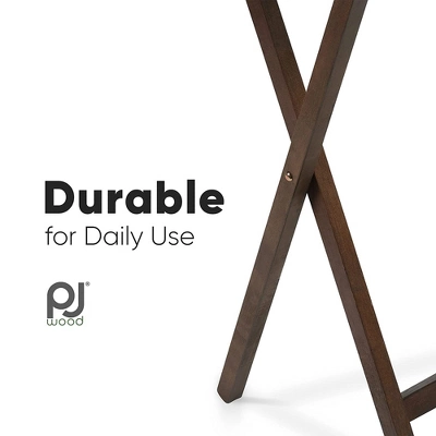 PJ Wood 19.09 X 14.57 X 26.00 Inch Folding TV Tray Tables With Compact Storage Rack, Solid Wood Construction, Walnut Brown Finish, 5 Piece Set 3 PJ Wood 19.09 X 14.57 X 26.00 Inch Folding TV Tray Tables With Compact Storage Rack, Solid Wood Construction, Walnut Brown Finish, 5 Piece Set - Image 3