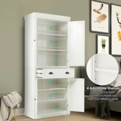Bestcomfort Kitchen Cabinet Pantry Cupboard Freestanding W/Shelves White -Furniture Haven Shop GUEST 131e6401 e06e 4d02 9780 70b480fde9d6