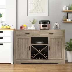 Costway Kitchen Storage Buffet Cabinet Farmhouse Wooden Sideboard W/2 Drawer & Wine Rack -Furniture Haven Shop GUEST 13484782 0eb1 4aaf b649 ba7671e0ba09