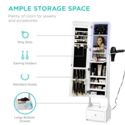 Best Choice Products Full Length LED Mirrored Jewelry Storage Organizer Cabinet W/ Interior & Exterior Lights 11 Best Choice Products Full Length LED Mirrored Jewelry Storage Organizer Cabinet W/ Interior & Exterior Lights -Furniture Haven Shop GUEST 136a5590 d7e0 4866 8302 4b853bf6b2cd