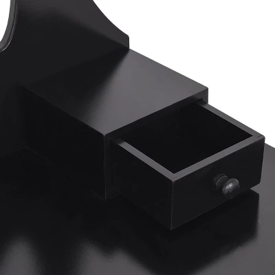 Tangkula Mirrored Dressing Table Wooden Vanity Makeup Unit W/ Cushioned Stool 3 Tangkula Mirrored Dressing Table Wooden Vanity Makeup Unit W/ Cushioned Stool - Image 3